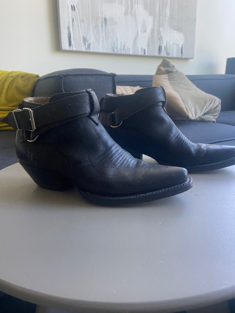 Black ankle cowboy boots